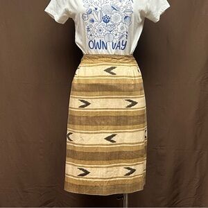 Vtg Silk striped straight skirt timeless slip style